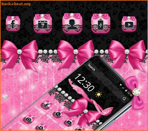 Pink Bow Diamond Glitter Theme screenshot