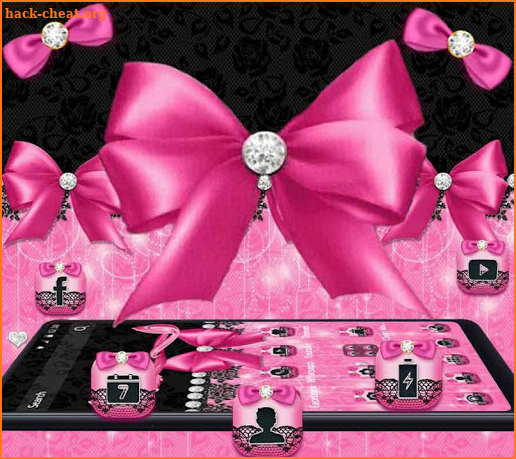 Pink Bow Diamond Glitter Theme screenshot