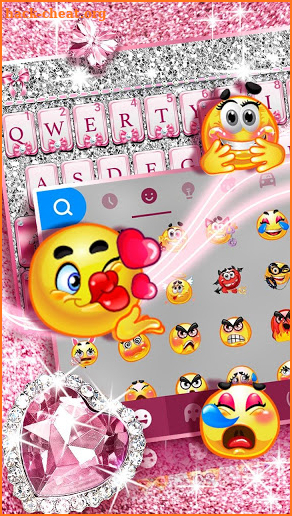 Pink Bow Diamond Luxury Keyboard Theme screenshot