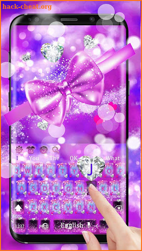 Pink Bow Glitter Diamond Keyboard screenshot