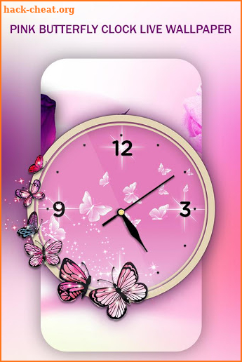 Pink Butterfly Clock Live Wallpaper screenshot
