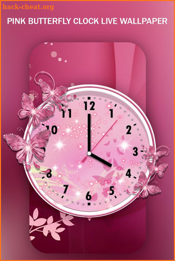 Pink Butterfly Clock Live Wallpaper screenshot