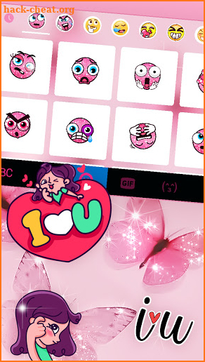 Pink Butterfly Keyboard Background screenshot