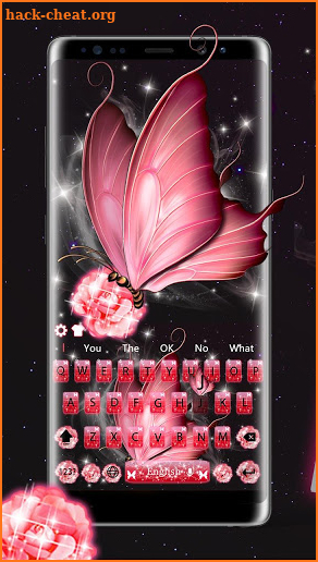Pink Butterfly Keyboard Theme screenshot