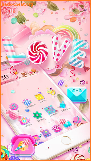 Pink Candy Sweet Love Theme screenshot