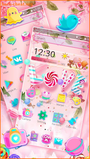 Pink Candy Sweet Love Theme screenshot