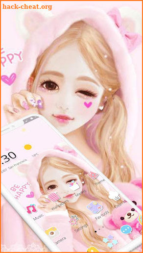 Pink Cartoon Lovely Girl Theme screenshot