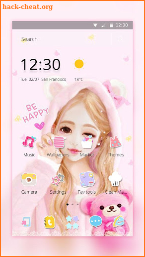 Pink Cartoon Lovely Girl Theme screenshot