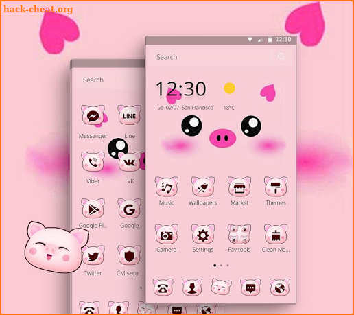 Pink Cartoon Piggy Kawaii Theme screenshot