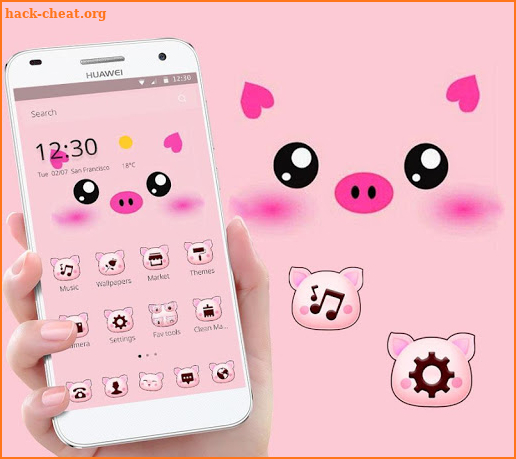 Pink Cartoon Piggy Kawaii Theme screenshot