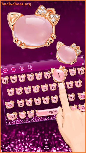 Pink Cat Shining Diamond Keyboard Theme screenshot