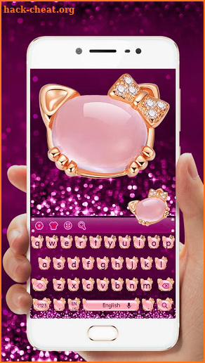Pink Cat Shining Diamond Keyboard Theme screenshot