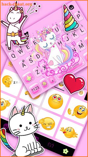 Pink Cat Unicorn Keyboard Background screenshot