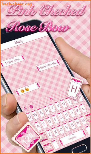 Pink Checked Rose Bow Keyboard Theme screenshot