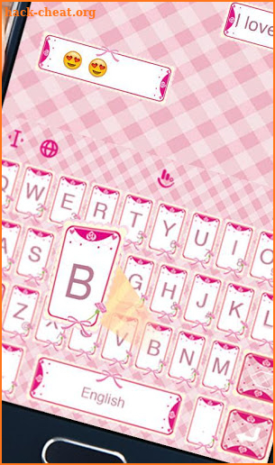 Pink Checked Rose Bow Keyboard Theme screenshot