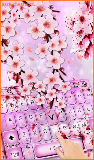 Pink Cherry Flower Keyboard Theme screenshot