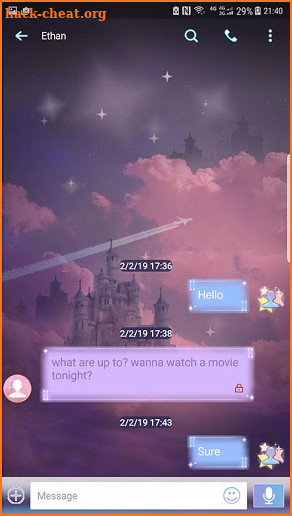 Pink clouds skin for Next SMS screenshot