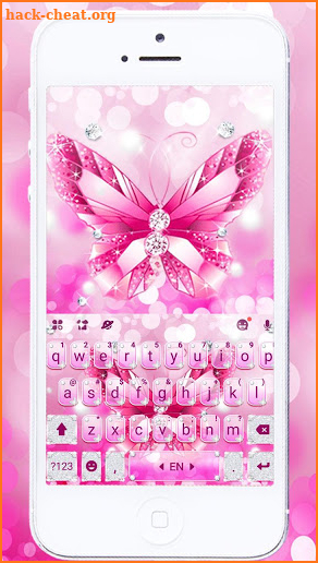 Pink Crystal Butterfly Keyboard Theme screenshot