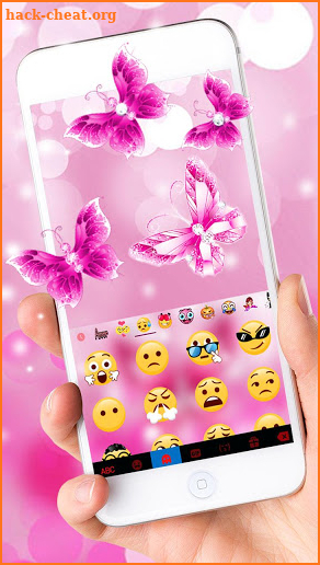 Pink Crystal Butterfly Keyboard Theme screenshot