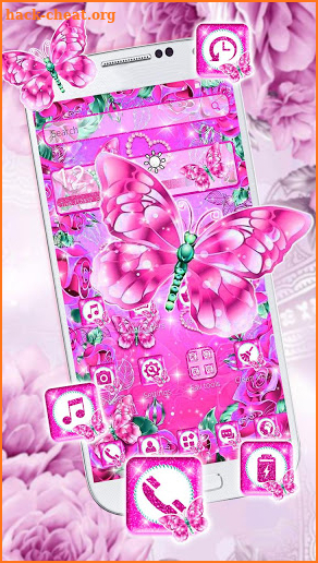 Pink Crystal Butterfly Theme screenshot