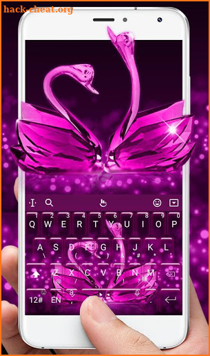 Pink Crystal Lover Swans Keyboard Theme screenshot