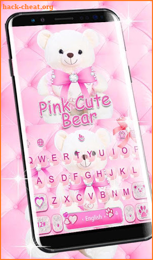 Pink Cute Bear Keyboard Theme screenshot