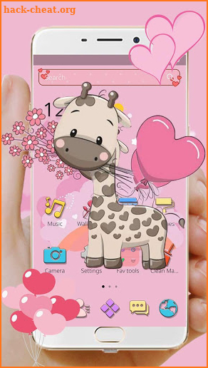 Pink Cute Cartoon Giraffe Theme screenshot