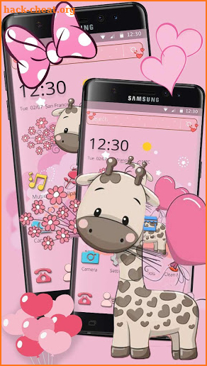 Pink Cute Cartoon Giraffe Theme screenshot