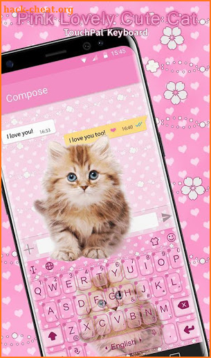 Pink Cute Cat Keyboard Theme screenshot