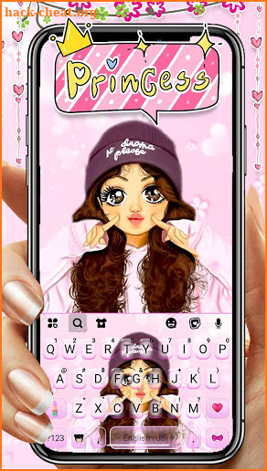 Pink Cute Girl Keyboard Theme screenshot