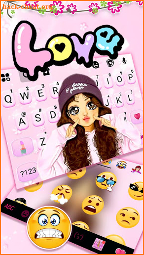 Pink Cute Girl Keyboard Theme screenshot