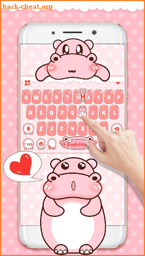 Pink Cute Hippo Keyboard Theme screenshot