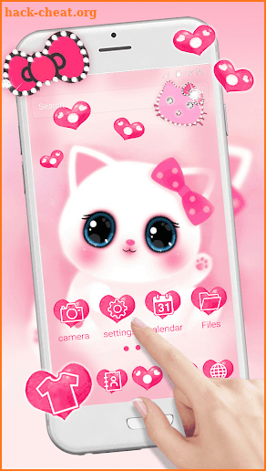 Pink Cute Kitty 3D Launcher Theme Live Wallpapers screenshot