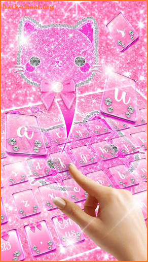 Pink Cute Kitty Keyboard Theme screenshot