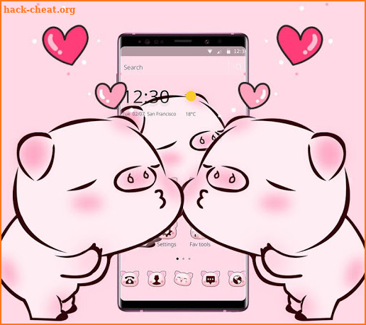 Pink Cute Love Piggy Theme screenshot