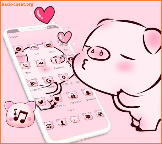 Pink Cute Love Piggy Theme screenshot