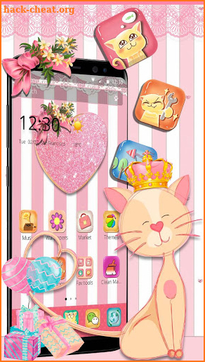 Pink Cute Lovely Cat Theme😸 screenshot
