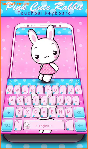 Pink Cute Rabbit Keyboard Theme screenshot