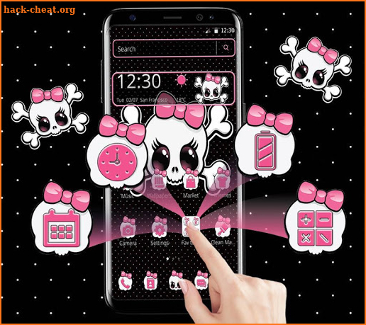 Pink Cute Skull Theme screenshot
