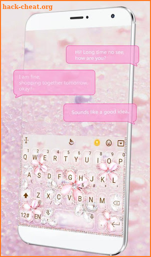 Pink Diamond Flowers Keyboard Theme screenshot