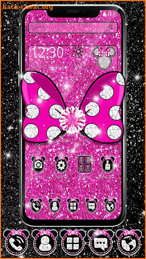 Pink Diamond Glitter Bowknot Mouse Theme screenshot