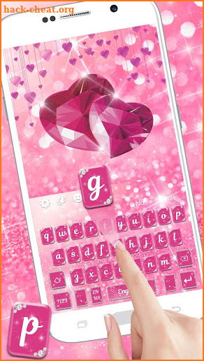 Pink Diamond Glitter Heart Keyboard Theme screenshot