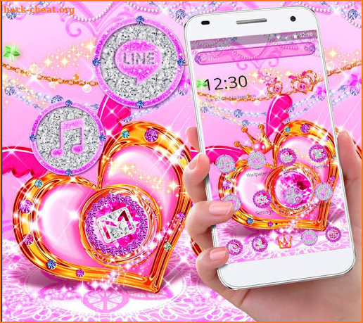 Pink Diamond Glitter Heart Theme screenshot