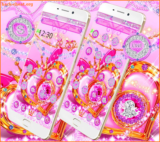 Pink Diamond Glitter Heart Theme screenshot