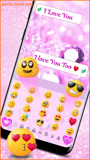 Pink Diamond Heart Gravity Keyboard Theme screenshot