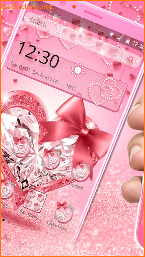 Pink Diamond Heart Live Theme screenshot