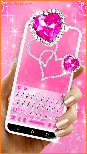 Pink Diamond Hearts Keyboard Theme screenshot