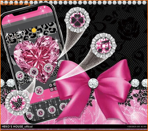 Pink Diamond Love Heart Theme screenshot
