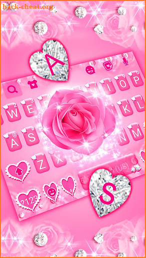 Pink Diamond Rose Keyboard Theme screenshot