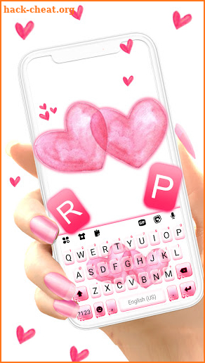 Pink Doodle Hearts Keyboard Background screenshot